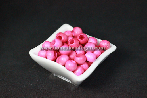 YUVARLAK TAHTA BONCUK 10MM YUVARLAK GENİŞ DELİK Pembe