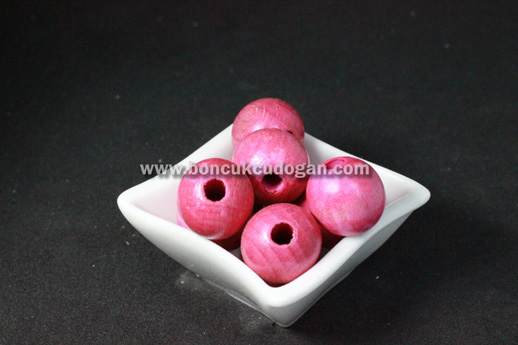 YUVARLAK TAHTA BONCUK 20MM NORMAL Pembe