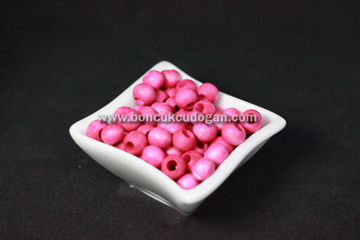 YUVARLAK TAHTA BONCUK 8MM YUVARLAK GENİŞ DELİK Pembe